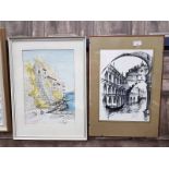 LOT OF FOUR PAINTINGS two signed P.