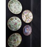 CHINESE FAMILLE ROSE PLATE along with three famille vert plates and another Chinese plate