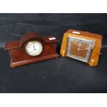 EARLY 20TH CENTURY INLAID MAHOGANY MANTLE CLOCK and another (2)