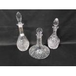 LOT OF CRYSTAL including three decanters,