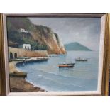 D LONG, ITALIAN COASTAL SCENE oil on board,