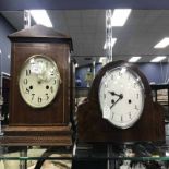 EDWARDIAN INLAID MANTEL CLOCK and another mantel clock