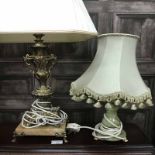 TWO ONYX AND METAL TABLE LAMPS