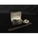 GROUP OF VARIOUS SILVER AND COSTUME JEWELLERY including a 9ct gold ring and a pair of earrings;