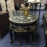 CHINESE BLACK LACQUERED NEST OF TABLES