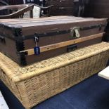 LARGE WICKER PICNIC BASKET AND TRAVEL TRUNK