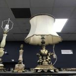 THREE COMPOSITE TABLE LAMPS and a gilt painted table lamp
