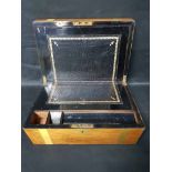 VICTORIAN WALNUT AND BRASS BOUND PORTABLE WRITING BOX