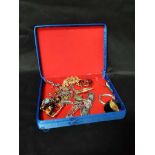 LOT OF COSTUME JEWELLERY including silver rings, brooches,