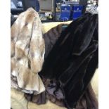 A FUR COAT AND A FUR JACKET along with an imitation fur coat