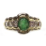 EIGHTEEN CARAT GOLD GREEN GEM AND DIAMON