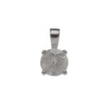 DIAMOND SINGLE STONE PENDANT with a four claw set round brilliant cut diamond of approximately 1.