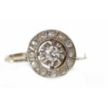 MID TWENTIETH CENTURY DIAMOND CLUSTER RING the round bezel with a central illusion set round