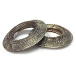 PAIR OF TIBETAN SILVERISED METAL ANKLETS