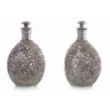 PAIR OF ASIAN SILVER OVERLAID 'DIMPLE' D