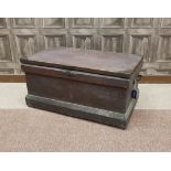 VICTORIAN STAINED PINE TRAVELLING CHEST