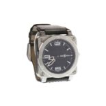 GENTLEMAN'S BELL & ROSS AVIATOR'S STAINLESS STEEL QUARTZ WRIST WATCH the round black dial with