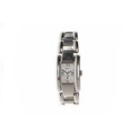 LADY'S CHOPARD GENEVE LA STRADA STAINLESS STEEL QUARTZ WRIST WATCH the rectangular dial with