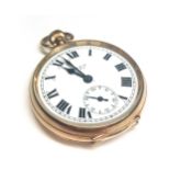 EARLY TWENTIETH CENTURY NINE CARAT GOLD OPEN FACE KEYLESS WIND ELGIN POCKET WATCH signed movement