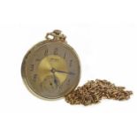 ART DECO GRUEN GOLD PLATED OPEN FACE KEYLESS WIND POCKET WATCH signed 15 jewel movement numbered