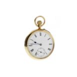 EARLY TWENTIETH CENTURY EIGHTEEN CARAT GOLD OPEN FACE KEYLESS WIND POCKET WATCH movement cover