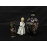 LOT OF ASIAN COLLECTABLES including jade, Chinese teapot, cloisonne vase, bronze vase,