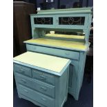 PAINTED KITCHEN DRESSER AND PAINTED CHEST OF DRAWERS