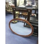 BEVELLED WALL MIRROR together with an oval wall mirror