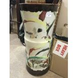 PAINTED CERAMIC UMBRELLA STAND with umbrellas,