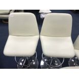 PAIR OF CONTEMPORARY CREAM LEATHER BAR STOOLS