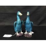 PAIR OF CHINESE TURQUOISE GLAZED DUCKS along with a Japanese vase,