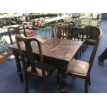 EXTENDING TABLE AND FOUR CHAIRS