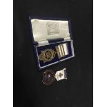 ENGLISH MASONIC APRON along with other masonic memorabilia including two medals