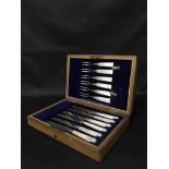 LOT OF SILVER PLATED CUTLERY including cased set of fish cutlery, cased set of servers, teaspoons,