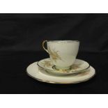 PARAGON PART TEA SERVICE cream and light green decoration