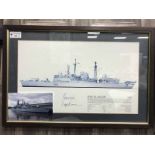 'HMS GLASGOW' SIGNED PRINT signed by the last commander,