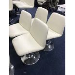 SET OF CONTEMPORARY CREAM LEATHER CHAIRS