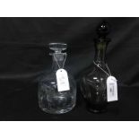 FIVE IITTALA GROG CUPS along with sixth related mount; a Danish smoked glass decanter and flutes;