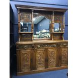 VICTORIAN OAK HALL MIRROR BACKED SIDEBOARD