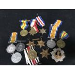 LOT OF WWI AND WWII SERVICE MEDALS (11) along with a constabulary medal,