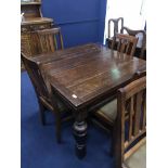 OAK DRAW LEAF DINING TABLE AND SIX CHAIRS