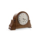 1940s MANTEL CLOCK WITH WESTMINSTER CHIMING MOVEMENT contained in walnut case with arched centre