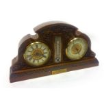 VICTORIAN CLOCK/BAROMETER DESK COMPENDIUM the white enamel chapter ring with Roman numerals,