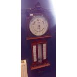 VICTORIAN OAK CASED BAROMETER by W.