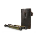 PAIR OF EARLY 20TH CENTURY BINOCULARS BY LENNIE brass and lacquered body, 21cm collapsed,