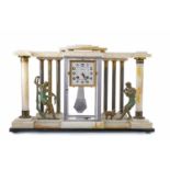 FRENCH ART DECO MANTEL CLOCK the 2 train 8 day movement unsigned but numbered 26008,