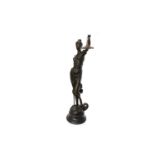 NICOLAS MAYER (AFTER), BLIND JUSTICE reproduction bronze figure after the original, 91 cm high,