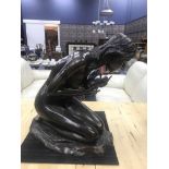 MODERN BRONZE FIGURE OF A CROUCHING GIRL 60cm high