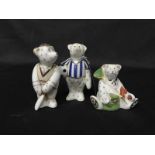 THREE ROYAL CROWN DERBY SPORTING BEARS