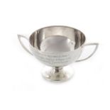 GEORGE V SILVER TROPHY CUP maker Docker & Burn Ltd, Birmingham 1924, of circular, two-handled form,